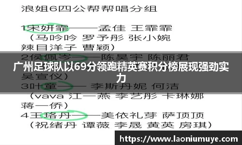 广州足球队以69分领跑精英赛积分榜展现强劲实力